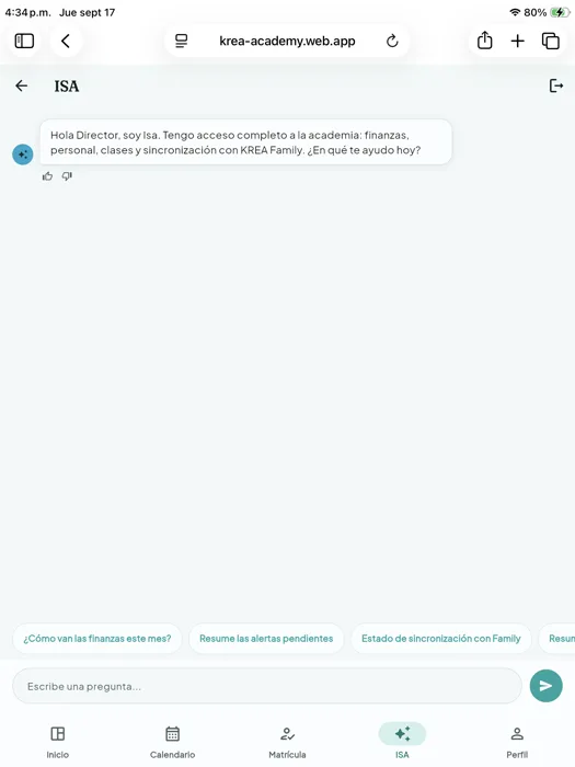 Chat con ISA, el asistente de IA de KREA Academy